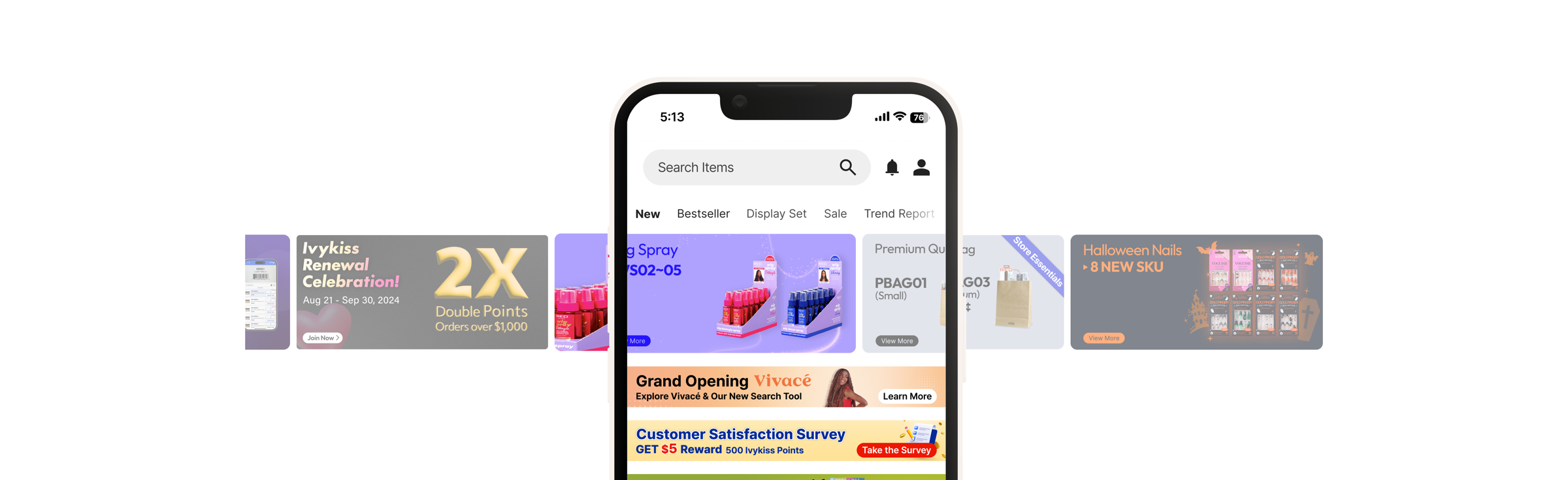 Previous Ivykiss mobile homepage with multiple campaign banners competing for attention